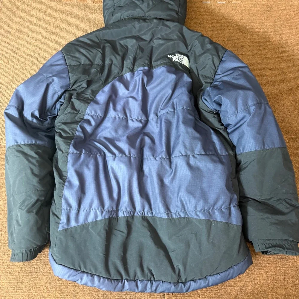 B+ The North Face Mens Navy Black Hooded Puffer Jacket Parka 87003‎ Size Medium
